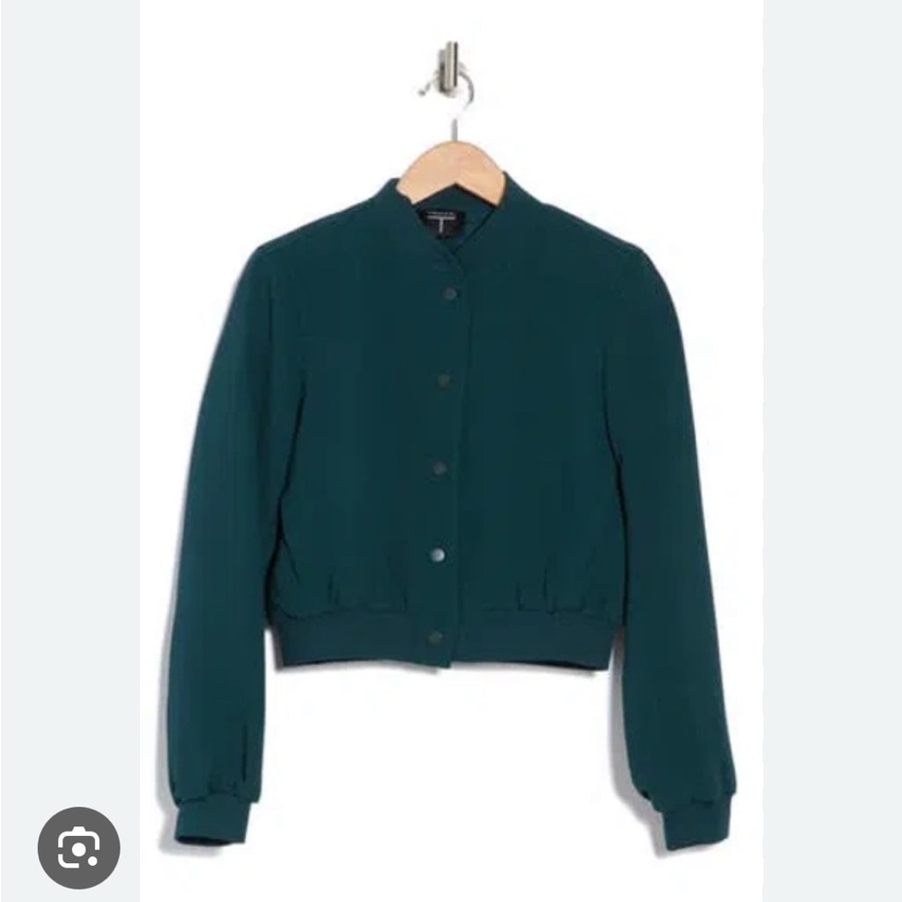 T Tahari Teal Bomber Jacket Sz L